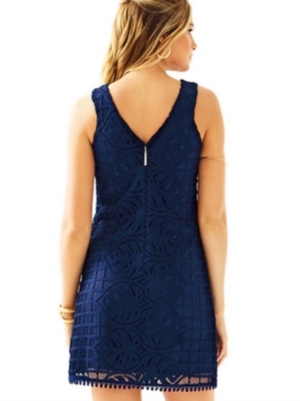 Lily Pulitzer Women's Mango Shift Lace Knit Dress S Sleeveless Navy Blue - Picture 2 of 10